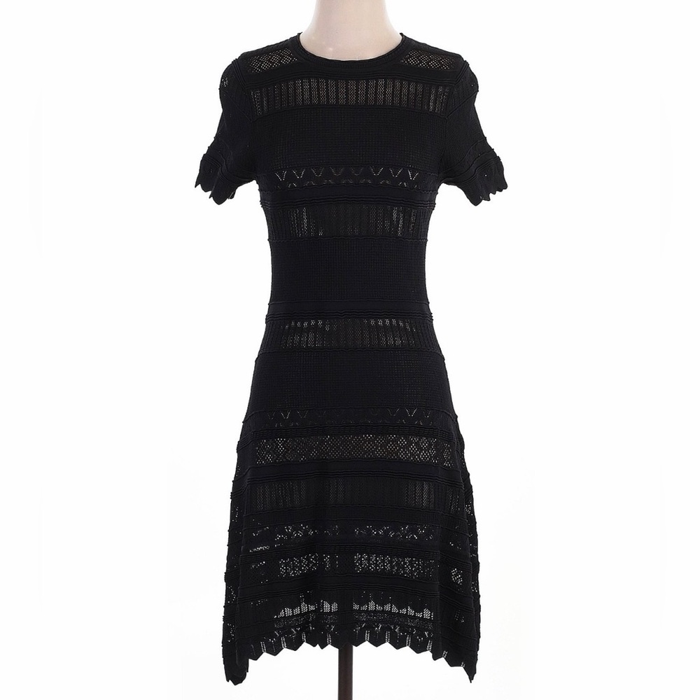 Alexis Black Knit Lace Mini Dress XS